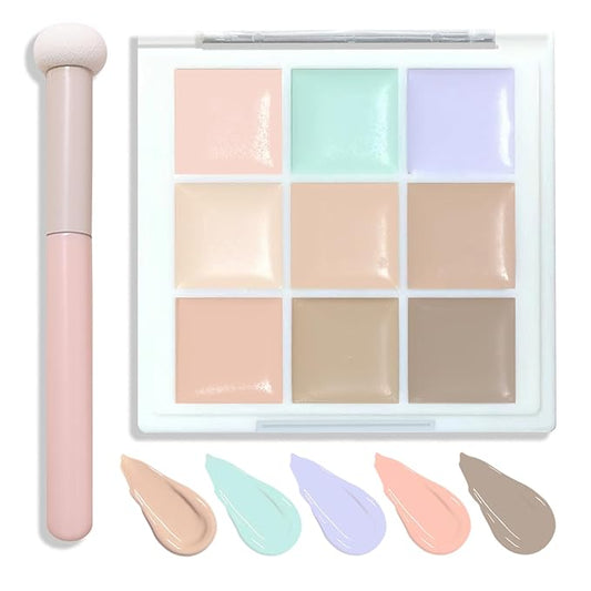 9 Colors Concealer Contour Palette,Correcting Concealer Makeup Palette 9 In 1 Contouring Foundation Cream Contour Palette for Redness,Dark Circles,Blemish,Acne(04#)-Velvo Beauty