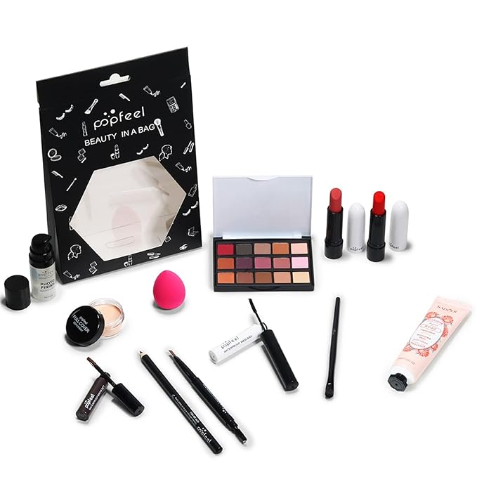 All-in-one Holiday Makeup Gift Set | Full Makeup Kit for Women Multipurpose Essential Bundle Include Eyeshadow Palette Lipstick Blush Concealer Face Powder Eyeliner Mascara Lipgloss Brush-Velvo Beauty