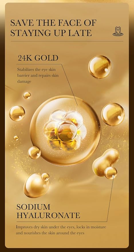 24K Gold Hyaluronic Acid Anti-Aging Multi-Effects Eye Cream - For Dark Circles & Fine Lines - With Hyaluronic Acid & Ingredient Gold, 1.4 Oz-Velvo Beauty