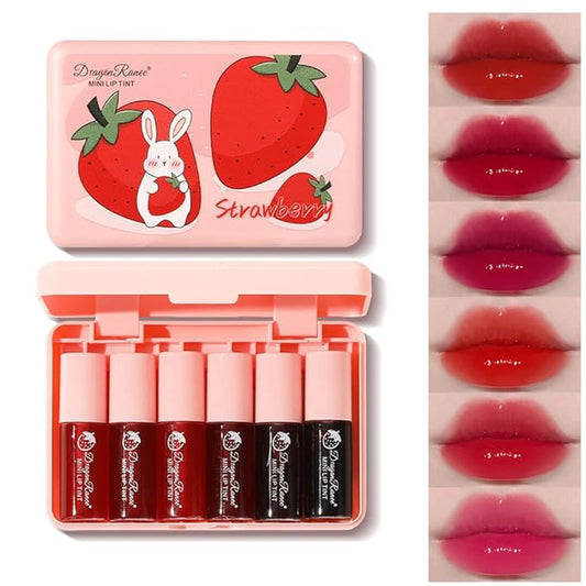 6 Colors Lip Tint Stain Set, Korean Velvet Watery Lip Stain Moisturizing Mini Liquid Lipstick, Multi-use Lip and Cheek Tint, Long lasting Non-Stick Cup Waterproof, Lip Color Makeup-Velvo Beauty
