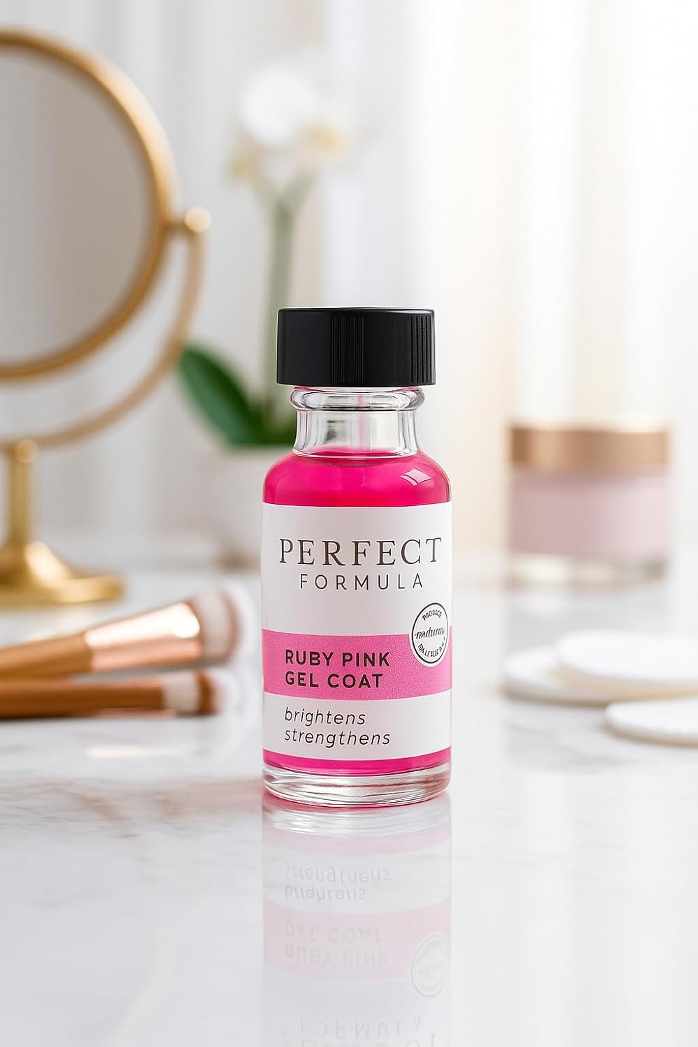 Perfect Formula Ruby Pink Gel Coat - Nail Strengthener, Keratin Nail Treatment, Gemstone Pink Gel Nail Polish - Nail Strengthener for Damaged Nails - Made In The USA .60 fl oz.-Velvo Beauty