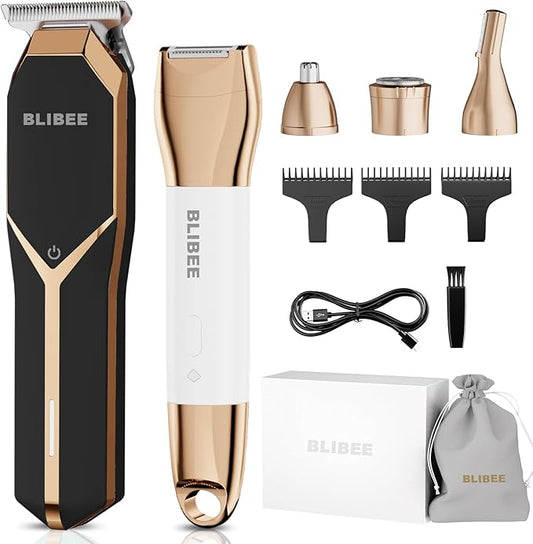 Bikini Trimmer & Hair Clippers for Women - Waterproof Electric Razor and 4 in 1 Bikini Shaver Set, Deluxe Hair Trimmer, Wet/Dry Body Shaver for Nose Eyebrows Beard Pubic Hair, Black-Velvo Beauty