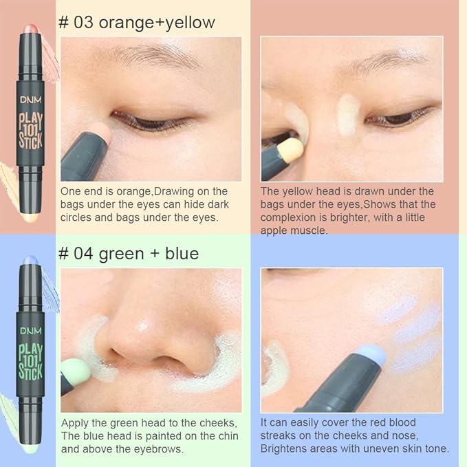 5Pcs Cream Contour Sticks Makeup Kit,Primer Face Makeup Highlighter Stick Contouring Makeup Kit for Beginners,Highlight and Contour Kit,Cream Concealer Makeup Blur Stick-Velvo Beauty