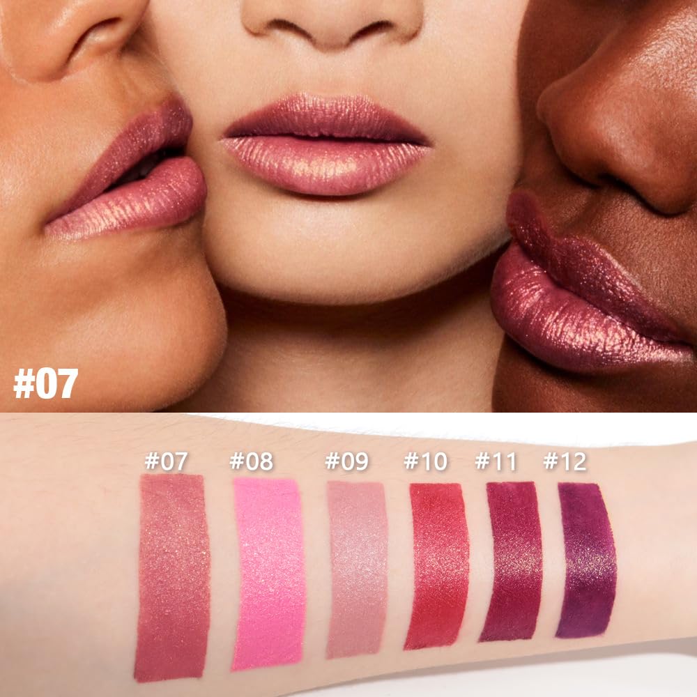 Coral Pink Metallic Lipstick for Women,Lightweight Shimmer Frosted Lipstick,Glitter Lip Gloss Stain Long Lasting Waterproof Smudge Proof 24 Hour Full Coverage Lip Makeup,Vegan-Velvo Beauty