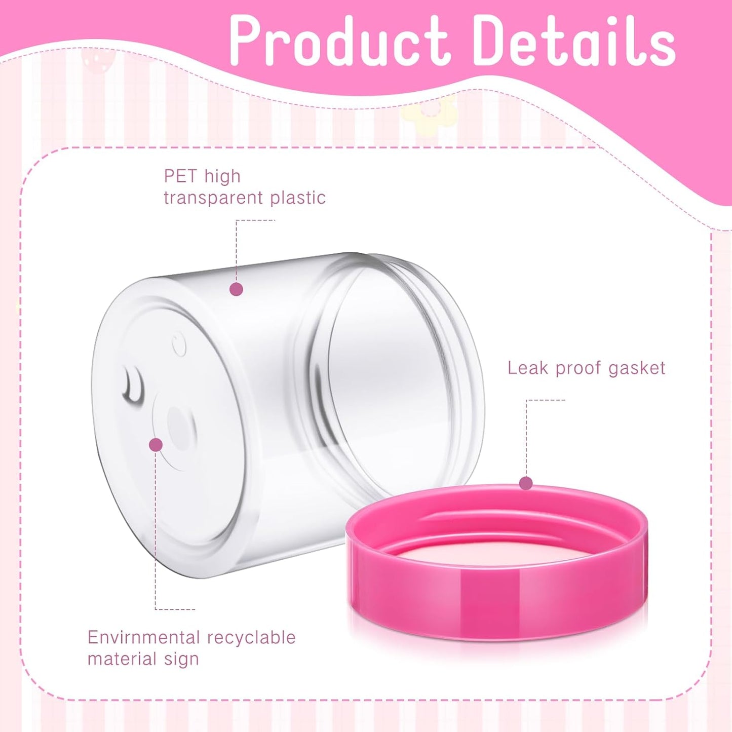 SATINIOR 100 Pcs Plastic Jars with Lids Small Containers Lids Wide Mouth Small Plastic Containers for Lotion Cream Rhinestones Body Butters Travel Storage(8 oz, Pink)-Velvo Beauty