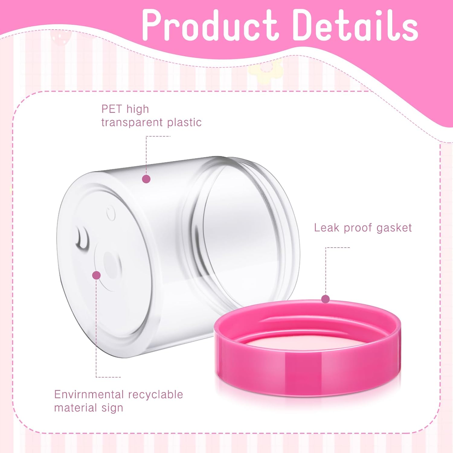 SATINIOR 100 Pcs Plastic Jars with Lids Small Containers Lids Wide Mouth Small Plastic Containers for Lotion Cream Rhinestones Body Butters Travel Storage(8 oz, Pink)-Velvo Beauty