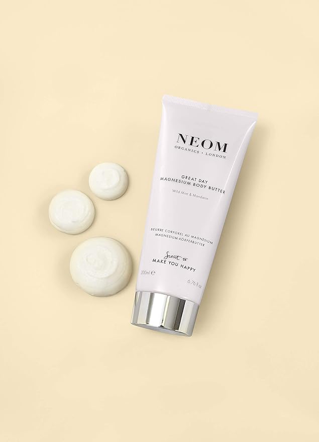 Neom- Great Day Magnesium Body Butter, 200ml | Mandarin & Wild Mint | Cream Moisturiser With Essential Oils | Nourish & Soften | Fresh & Zesty-Velvo Beauty