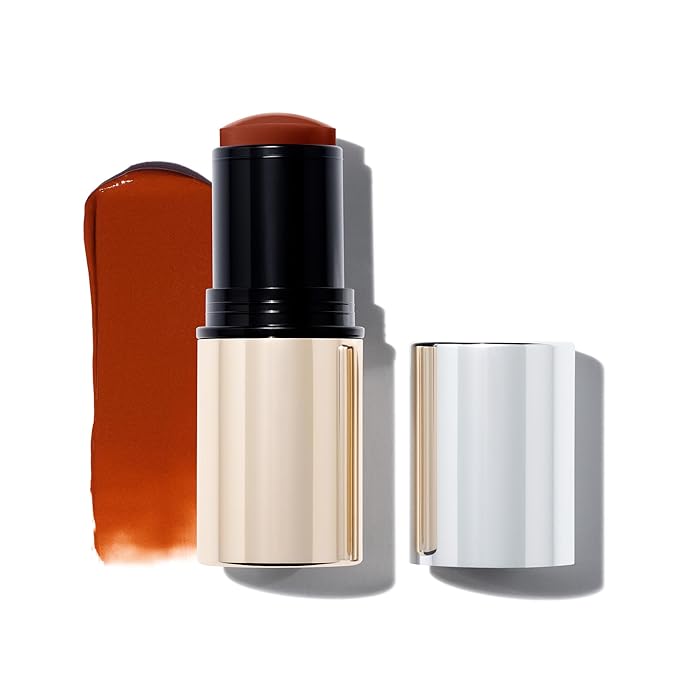 MAKE Beauty Heat Stroke Cream Blush Stick for Cheeks with Natural Hydrating Dewy Finish. Creamy Gel Blush Balm - Shade Toasted, Warm Light Brown Cheek Tint-Velvo Beauty