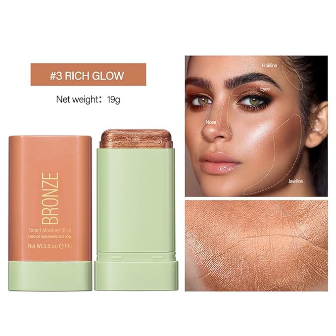 Multi-Purpose Makeup Blush Stick, 3-in-1 Beauty Tinted Solid Blush Stick For Cheeks, Lips And Eyes Waterproof Natural Cream Blush Stick With Long-Lasting Moisturizing Formula (#3Rich Glow)-Velvo Beauty