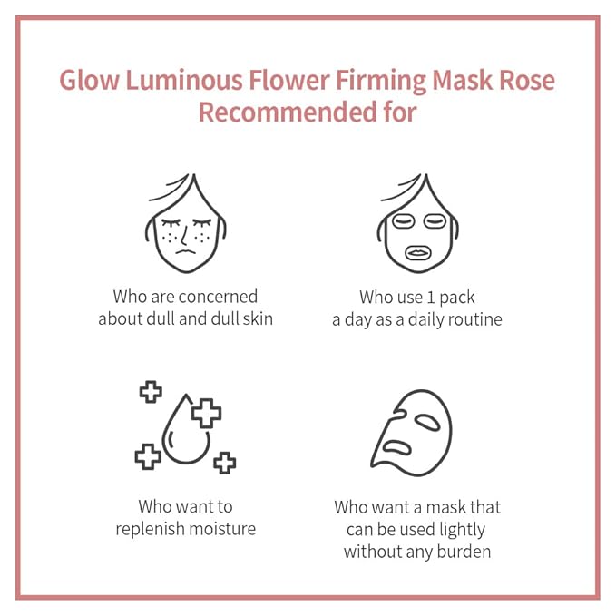 JMsolution Glow Luminous Flower Firming Mask | Rosewater & 4 Flower Extracts for Hydration, Firming & Radiance | 10 Sheets | Korean Skincare Sheet Mask for All Skin Types-Velvo Beauty