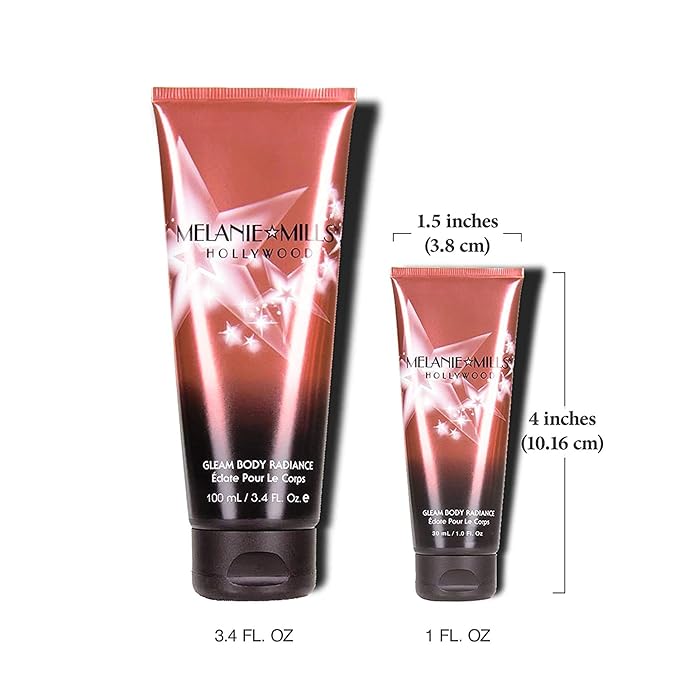 Melanie Mills Hollywood Gleam Body Radiance All In One Makeup, Moisturizer & Glow For Face & Body - Opalescence, Mini 1 fl.oz.-Velvo Beauty