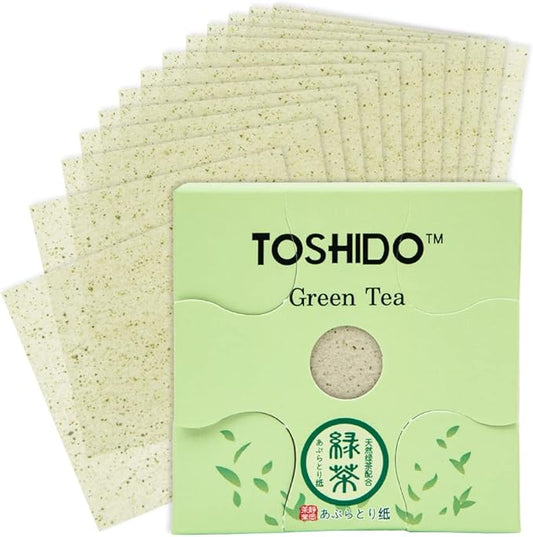 Super Value Pack 1000-Sheets Natural Oil Blotting Paper for Oily Skin, Toshido 3 Type Paper - Type Green tea, oil blotting paper Natural Hemp Oil Absorbing Sheets for Face (Green Tea)-Velvo Beauty