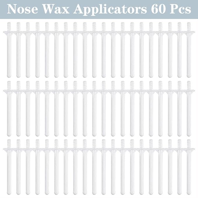 60 Pieces Plastic Wax Applicator Wands with Disposable Spatulas for Nose Hair Removal and Nostril Cleaning-Velvo Beauty