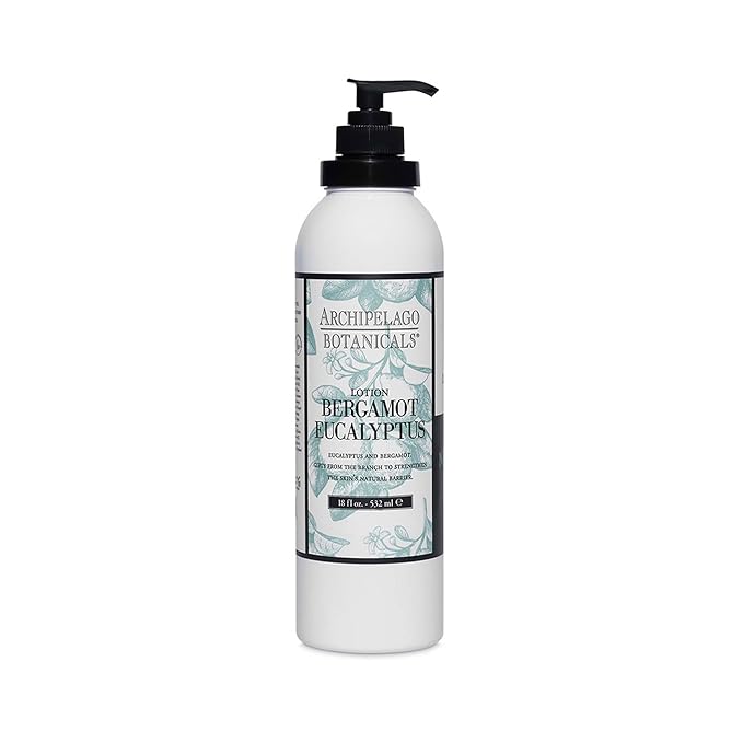 Archipelago Botanicals Bergamot Eucalyptus Lotion, Hydrating Lotion for Rejuvenated and Smooth Skin, Scented Body Lotion Made without Parabens, Phthalates and GMOs (18 oz)-Velvo Beauty