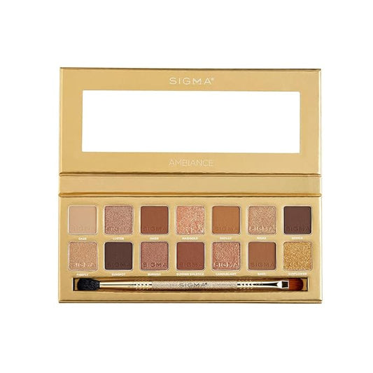 Sigma Beauty Ambiance Eyeshadow Palette | Luminous, Neutral and Gold Shades | Summer Vibes, Mirror Included-Velvo Beauty