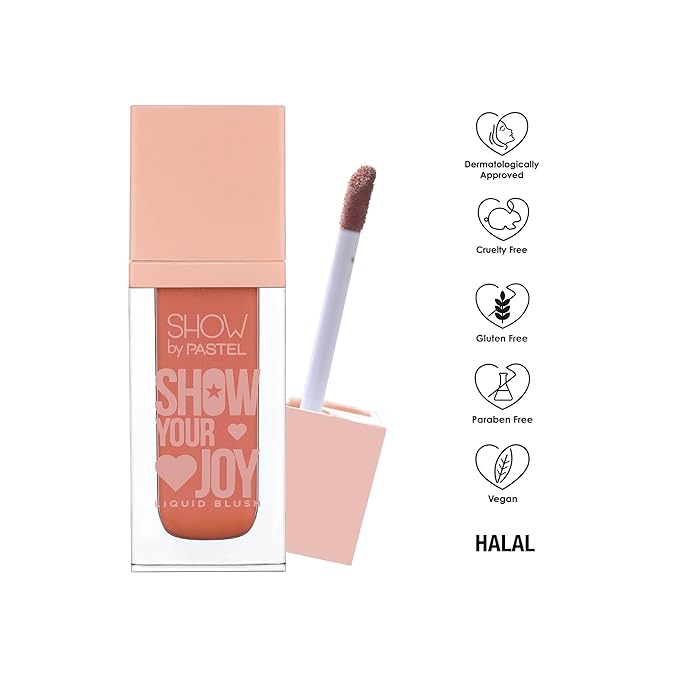 Show Your Joy Liquid Blush 53 | Peach | Dewy Finish | Natural Looking | Clean Beauty | Moisturize The Skin Up to 24 Hours | Cruelty-Free | Natural and Fresh Looking | 0.141 fl.oz.-Velvo Beauty