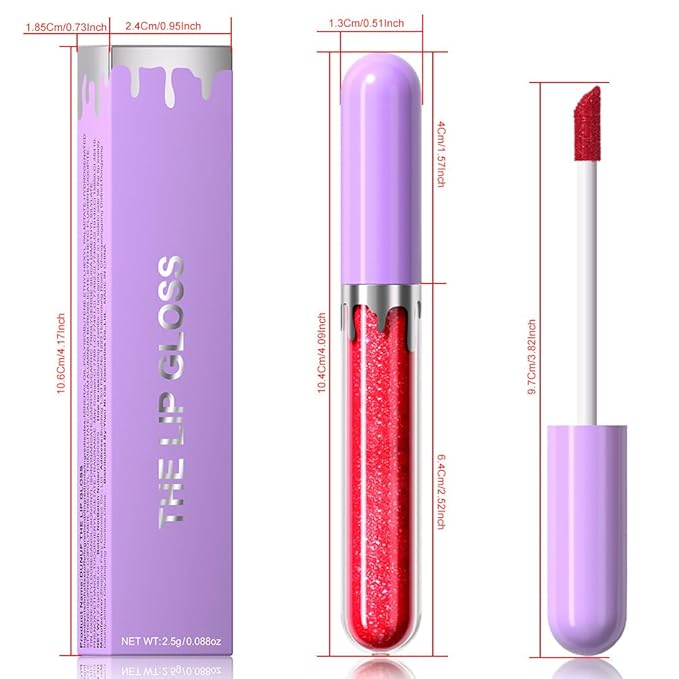 Glitter Liquid Lip Gloss,Pink Shimmer Lipstick, Waterproof Shimmer Lip Stain Lip Glaze, High Shine Long Lasting Shiny Lip Color Makeup 05#-Velvo Beauty