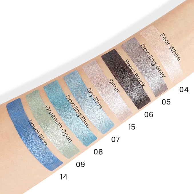 evpct 4Pcs Cream Blue Eyeshadow Stick Pencil Set for Eyes Waterproof Sky Blue Dazzling Blue Greenish Cyan Royal Blue Shimmer Metallic Holographic Eyeshadow Crayon Stick Bulk sombras en crema para ojos-Velvo Beauty