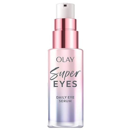 Olay Super Eye Serum - Vitamin C, Caffeine, Niacinamide, Amino Peptide, Aloe Vera - Brightens Dark Circles, Anti-Wrinkle, Anti-Aging, Brightening, Smooths Fine Lines, Firming, Hydrating, 0.45 Oz-Velvo Beauty