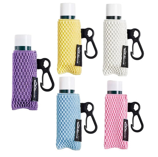 WKieason Lip Balm Sleeves Holder Keychain 5pcs Clip on Chapstick Keychain Holder Pouch Tight-Knit Elastic Lipstick Key Chain Holder-Velvo Beauty