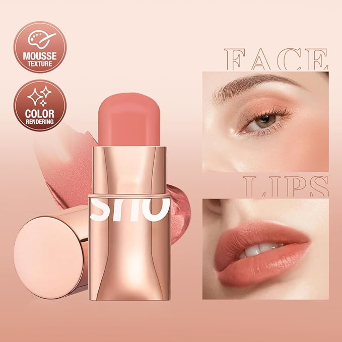 Blush Stick for Cheeks Makeup,Waterproof Cream Blush Face Stick Multi-Use Lip and Cheek Tint,Matte Finish Lightweight Easy to Blend Natural Cream Blusher for All Skin Tones-Glistening Peach-Velvo Beauty