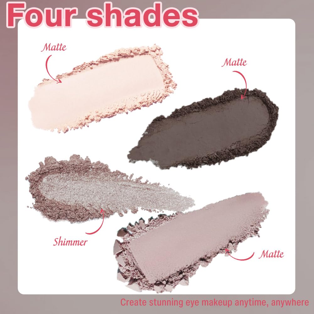 4Colors Eyeshadow Makeup Palette,Nude Gray Black Natural Neutral Powde Eye Shadow Palette for Older Women,Long Lasting Naturing-Looking,Lightweight,Waterproof,Eye Makeup Kit Travel Size-Velvo Beauty