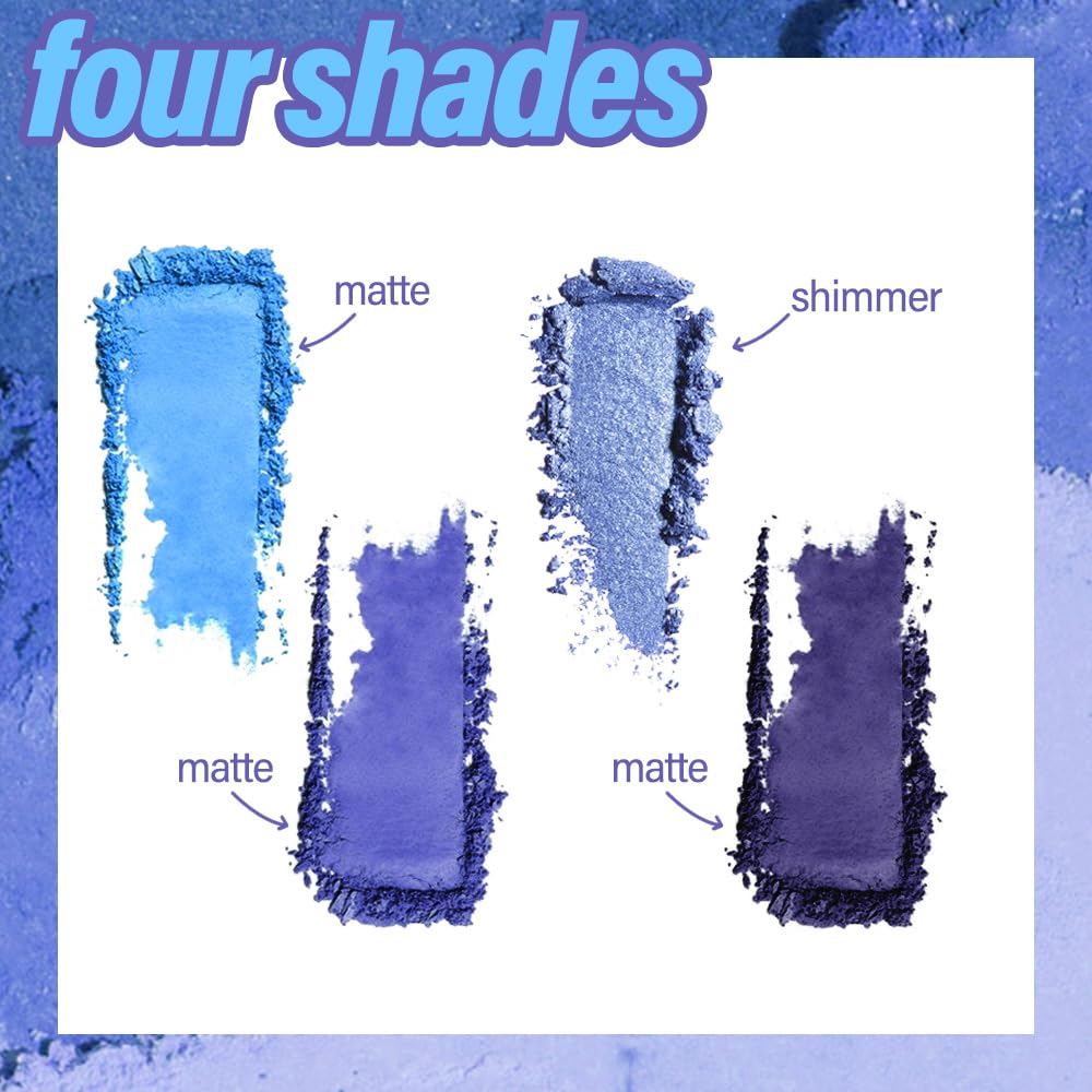 Navy Blue 4Colors Eyeshadow Makeup Palette,Royal Blue Natural Neutral Powde Eye Shadow Palettes for Older Women,Long Lasting Naturing-Looking,Lightweight,Waterproof,Eye Makeup Kit Travel Size,Vegan-Velvo Beauty