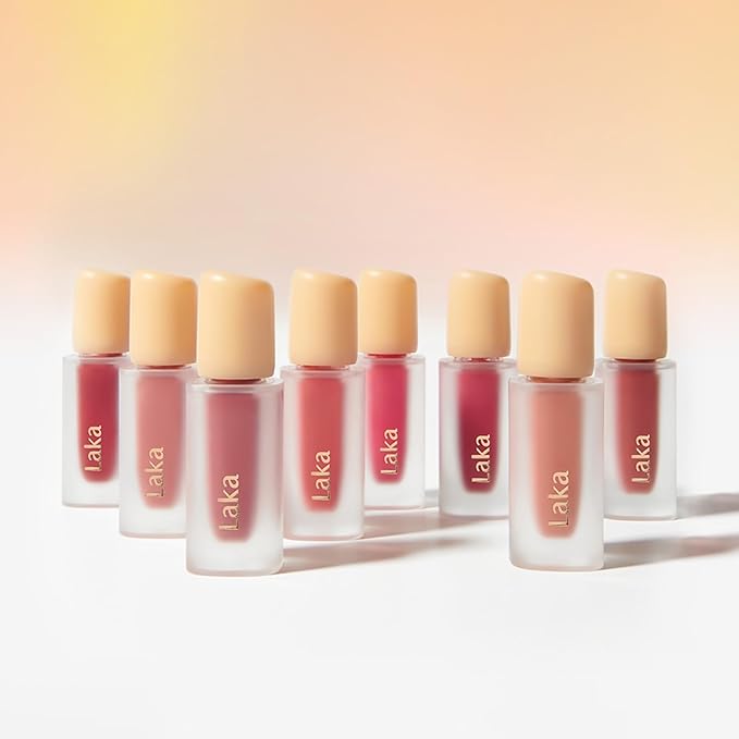 Laka Fruity Glam Tint, 4.5g/0.15 oz., Glowing Lip Stain with Wide Color Spectrum, Hydrating & Lightweight Texture, Long-Lasting Bold Stain, Non-Sticky, Vegan, K-Beauty (#121 Ash Nut)-Velvo Beauty