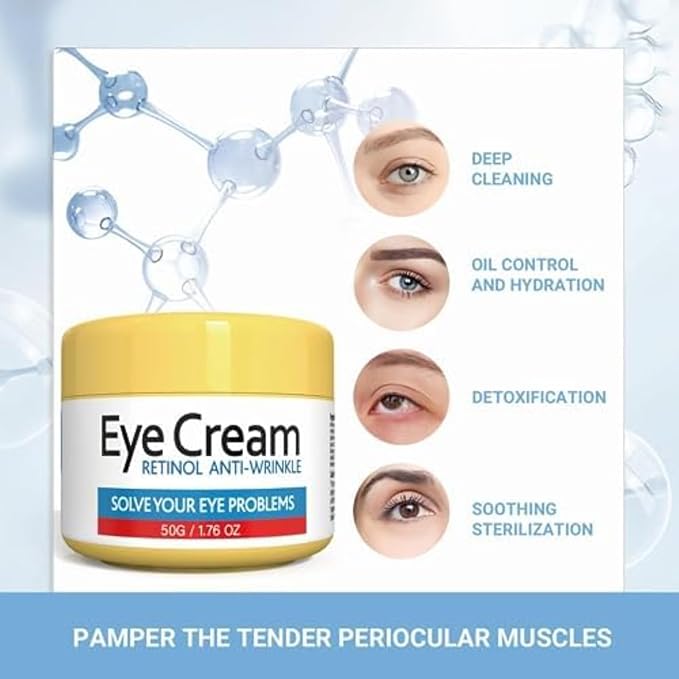 Retinol Eye Cream for Improving Dark Circles and Puffiness Under Eye Bags Under Eye Cream Reduce Aging Line Smoothing Wrinkles and Fine Lines Moisturizing Eye Cream Unisex 1.76OZ/50G-Velvo Beauty