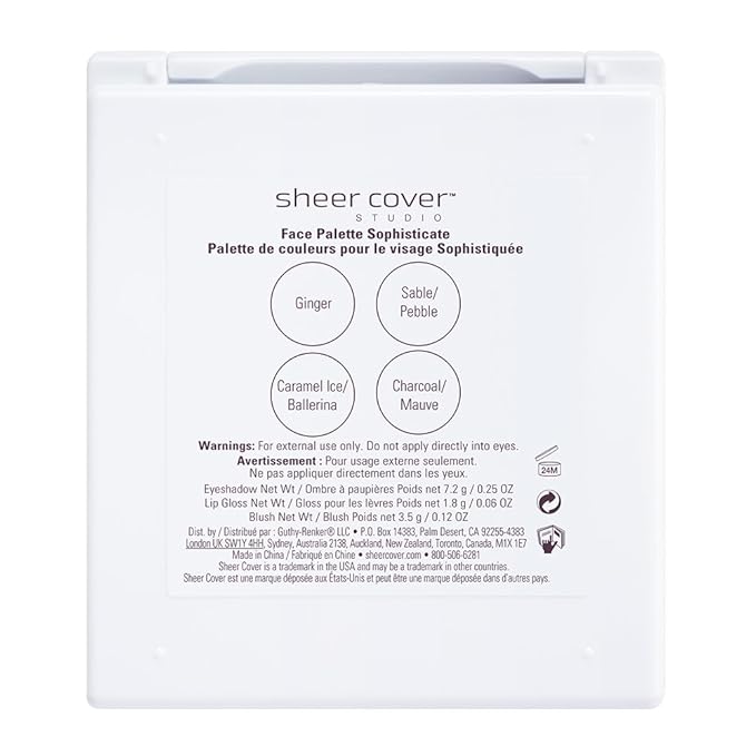 Sheer Cover – Sophisticate Look Face Palette For Eyes, Lips, and Cheeks – with Brush-Velvo Beauty