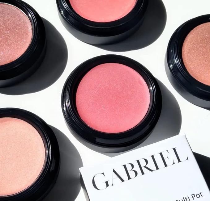 Gabriel Cosmetics Multi Pot (Peony), 3-in-1 Multi pot, Smooth Finish Formula for Eyes,Lips, and Cheeks for sun kissed glow. Natural, Paraben Free, Vegan, Gluten-free, Cruelty-free, Non GMO, 0.08 oz.-Velvo Beauty