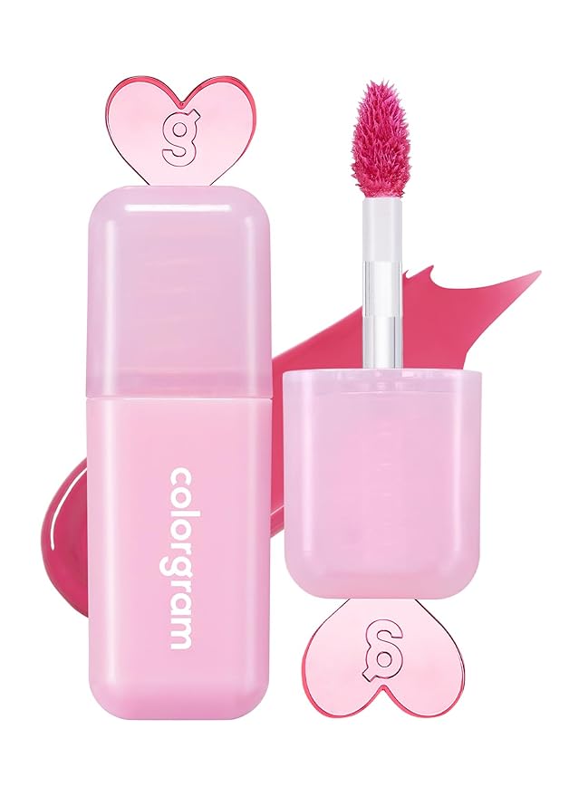 COLORGRAM Juicy Drop Tint 07 Cool Peach | Juicy Lip Gloss, Glowing Lip Stain with Fruity Colors, Buildable & Blendable, Highly Pigmented-Velvo Beauty