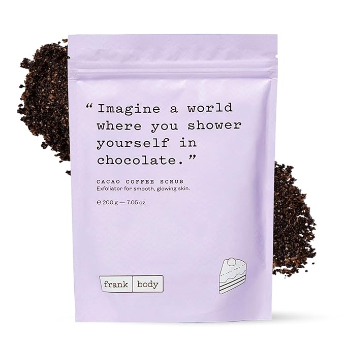 Frank Body Cacao Coffee Scrub | Natural, Vegan, Cruelty Free Exfoliating Body Scrub Smooths, Hydrates, and Nourishes Skin with Cacao Extract, Macadamia Oil, and Vitamins A, E, and D | 7.05 oz / 200 g-Velvo Beauty