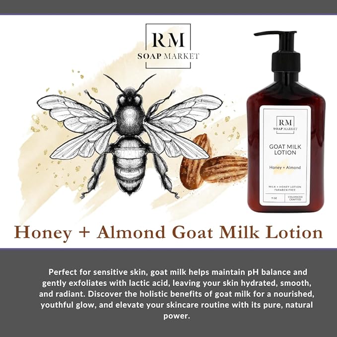 Goat Milk Lotion, Honey Almond Fragrance, Hydrating Lotion for Men & Women With Nourishing Goat Milk, Shea Butter, Sunflower Oil & Aloe, Packed With Vitamin A, E & Selenium, 9 Oz-Velvo Beauty