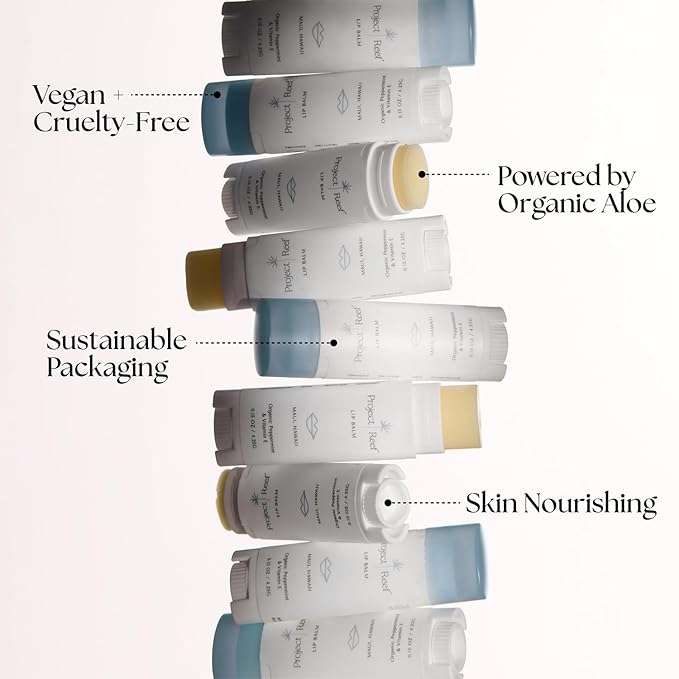 Cooling Lip Balm w/Organic Peppermint, Shea Butter, Vitamin E, Hydrating Chapstick, Soothe Dry Sunburnt Lips, After Sun Care, 2 Pack-Velvo Beauty