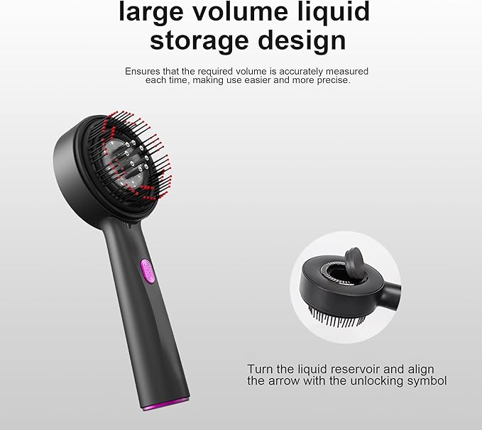 Red Light Dot Scalp Massager - 72-Point Vibration Comb for Hair Care, 3 in 1 Hair Oil Applicator,ipx7 Waterproof Scalp Oil Applicato,Rechargeable Home Use Device with Safety Indicator(Black)-Velvo Beauty