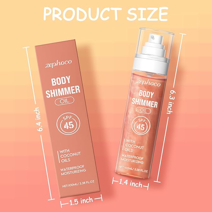 Broad Spectrum SPF 50 Sheer Body Sunscreen Setting Mist Sunscreen Body Glow Oil Spray for Face & Body with Gold Mica Sun-kissed Glow Skin Illuminator Hydrating Non-Greasy (A)-Velvo Beauty