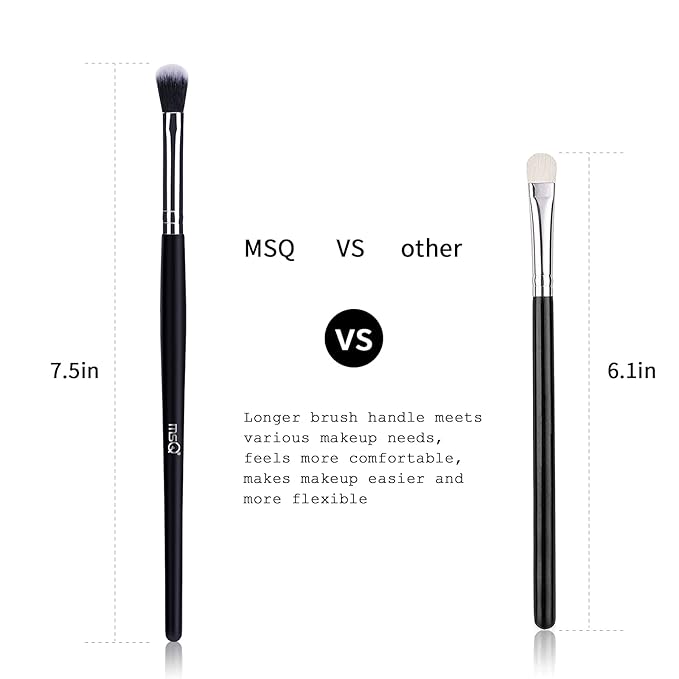 MSQ Eye Makeup Brushes 12pcs Eyeshadow Makeup Brushes Set with Soft Synthetic Hairs & Real Longer Wood Handle for Eyeshadow, Eyelash,Eyebrow, Eyeliner, Blending, Conclear(Black)-Velvo Beauty