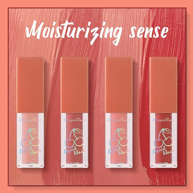 Liquid Blush 4Pcs Set Makeup for Cheeks Matte Finish Soft Cream, Flushed Cheeks, Vegan & Cruelty-free,Long-Wearing, Smudge Proof, Natural-Looking-Velvo Beauty