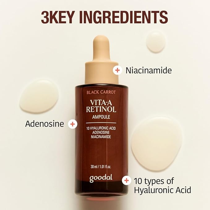 GOODAL Black Carrot VITA-A Retinol Ampoule 30ml, Hydration Facial Serum for Glowy Skin, Lightweight Serum, Korean Skincare, Pore minimizer-Velvo Beauty