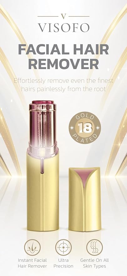 Facial Hair Removal for Women | Electric Razor Device Small Mustache Dermaplaning Remover Tools Tweezers Epilator Trimmer Face Dermaplane Shavers Beauty Gadgets Set Accessories by VISOFO (Citrine)-Velvo Beauty