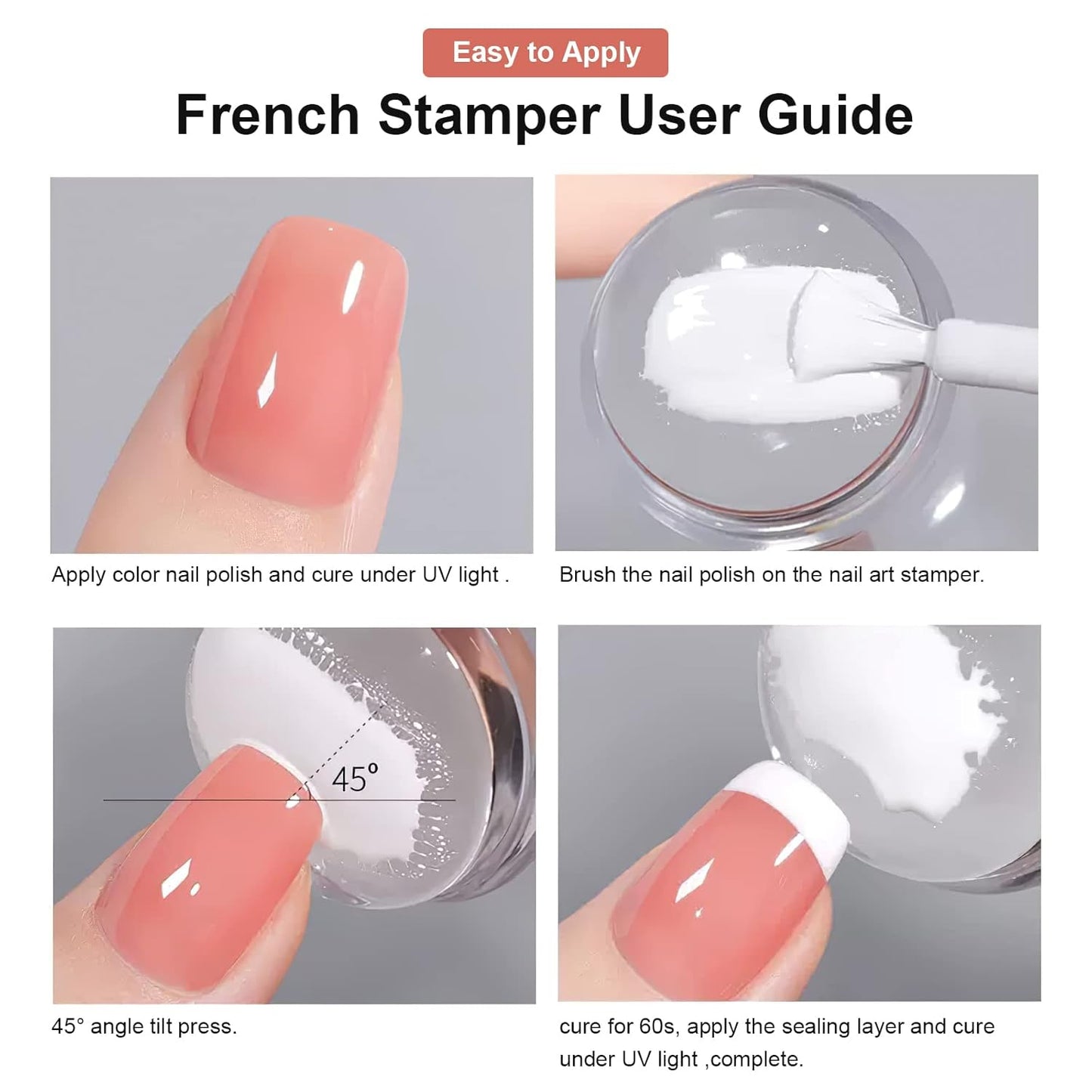 14PCS Nail Art Stamper Clear Silicone Nails Stamping Jelly with Scraper Transparent Visible Body DIY Manicure Nail Art Tool P-Velvo Beauty