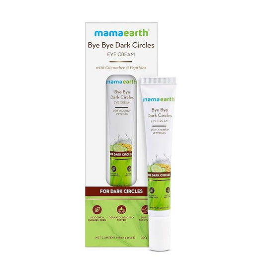 Mamaearth Bye Bye Dark Circles Eye Cream | with Cucumber & Peptide | Reduces Puffiness, Bags & Wrinkles | Nourishes Under Eye Skin | Suits All Skin Types | 0.70 Oz (20g)-Velvo Beauty