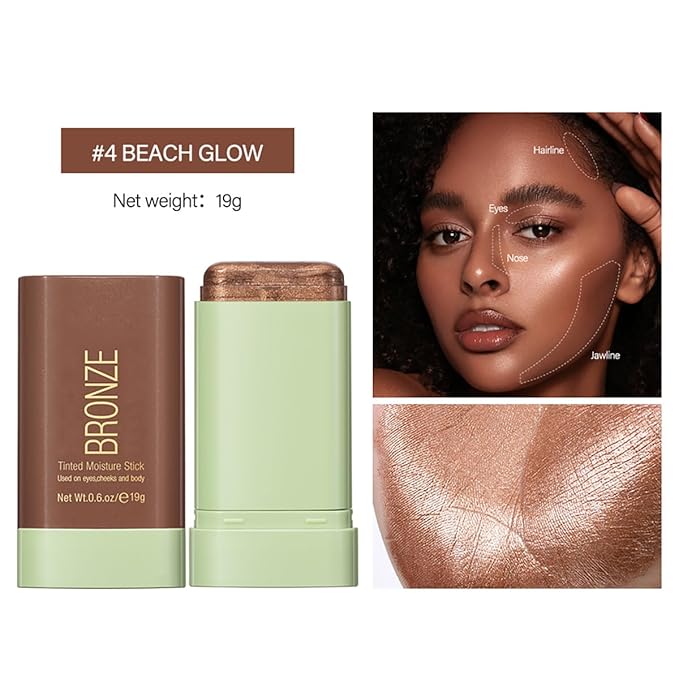 Multi-Purpose Makeup Blush Stick, 3-in-1 Beauty Tinted Solid Blush Stick For Cheeks, Lips And Eyes Waterproof Natural Cream Blush Stick With Long-Lasting Moisturizing Formula (#4Beach Glow)-Velvo Beauty
