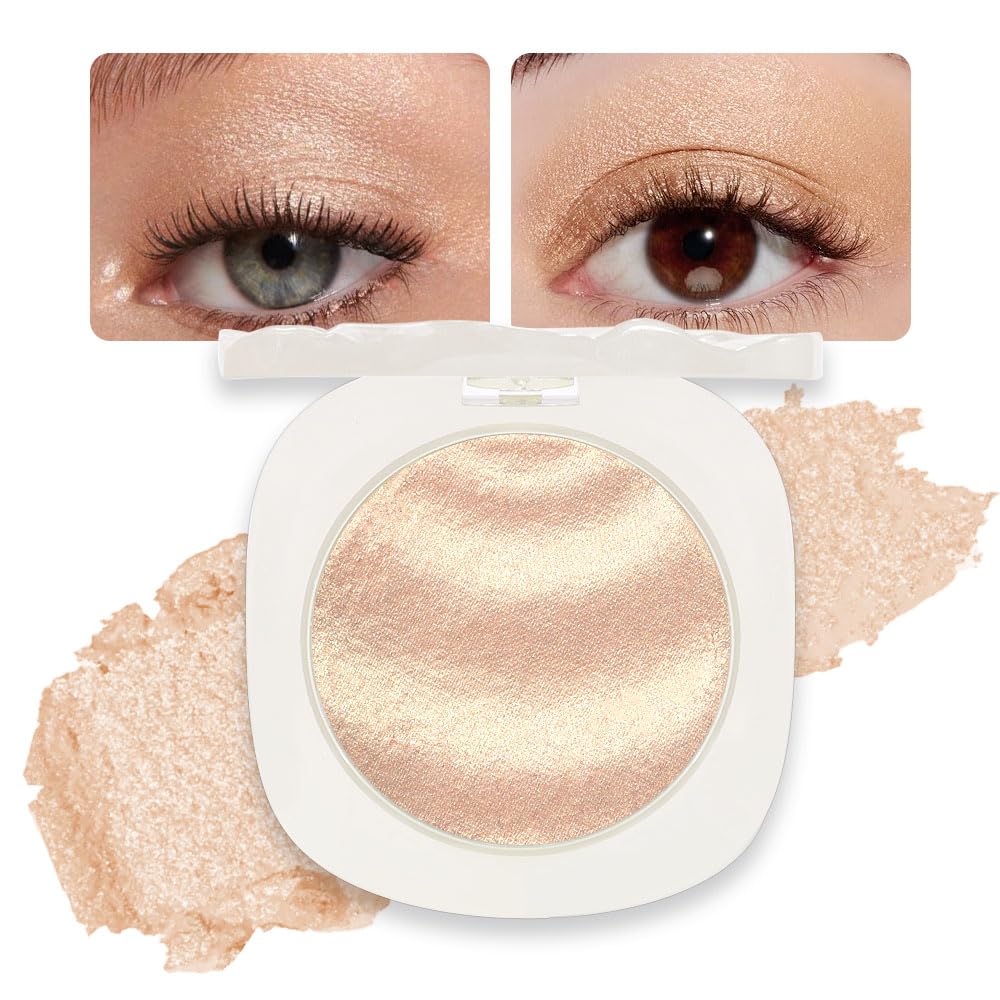 Gold Brown Champagne Shimmer Glitter Sparkling Monochrome Eyeshadow Palette,Metallic Single Eye Shadow for Older Women,Long Lasting Naturing-Looking Eye Makeup-Velvo Beauty