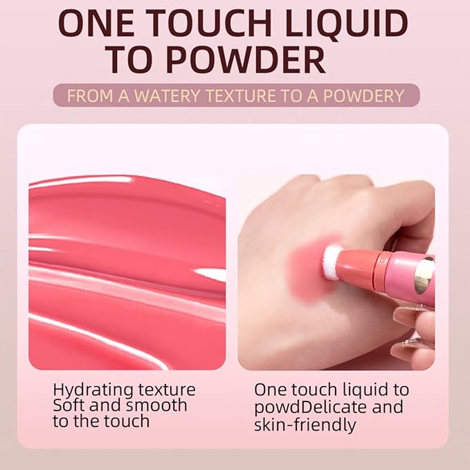 Liquid Blush Makeup Wand, Velvet Cream Blush Stick for Cheeks and Lips, Blush and Highlighter Stick, Easily Blendable, Long-Wearing, Smudge Proof-Velvo Beauty