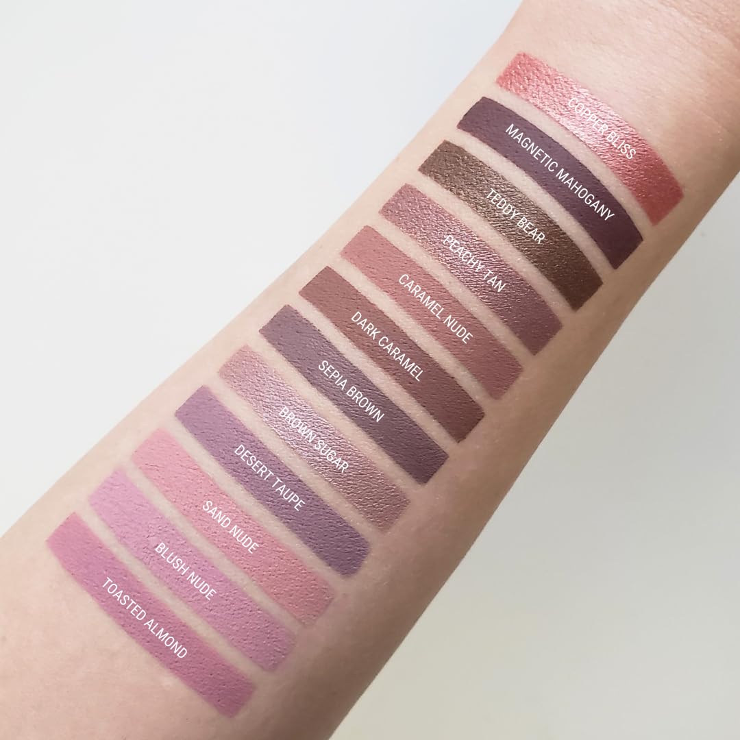 Aromi Tan Metallic Liquid Lipstick | Sepia Bronze Lip Color with Shimmery Finish, Vegan, Cruelty-free, Long-Lasting, Smudge-Proof, Handmade (Peachy Tan)-Velvo Beauty