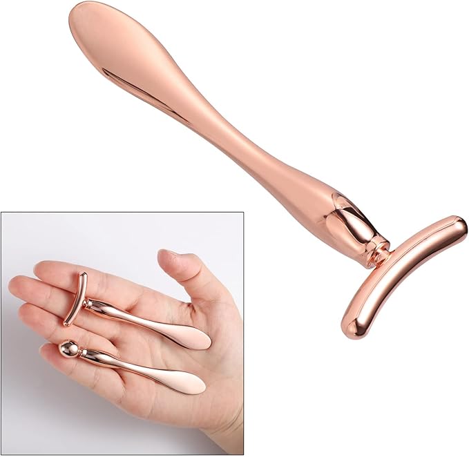 Pimoys 2 Pcs Metal Eye Cream Applicator Face Roller Massager Tool,Eye Massage Wand Stick Women for Facial Massager for Reducing Puffiness Wrinkle Gift for Women-Velvo Beauty
