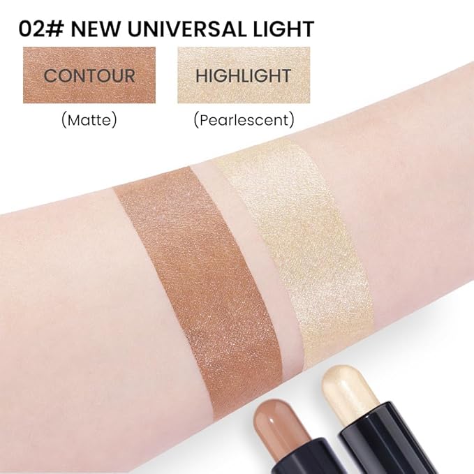 evpct 2in1 Face Shaping & Contouring Stick Cream Contour Concealer Bronzer Stick Makeup Kit for Beginner Face Highlighter Makeup Stick contorno maquillaje de maquillaje profesional,NEW Universal Light-Velvo Beauty