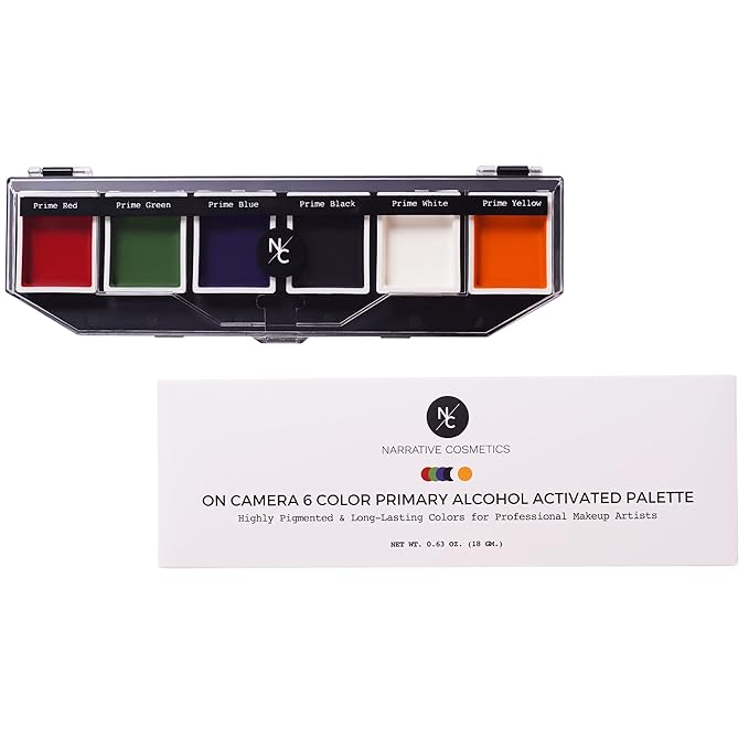6 Color On Camera Primary Alcohol Activated Makeup Palette - Waterproof Makeup for Professional Makeup Artists-Velvo Beauty